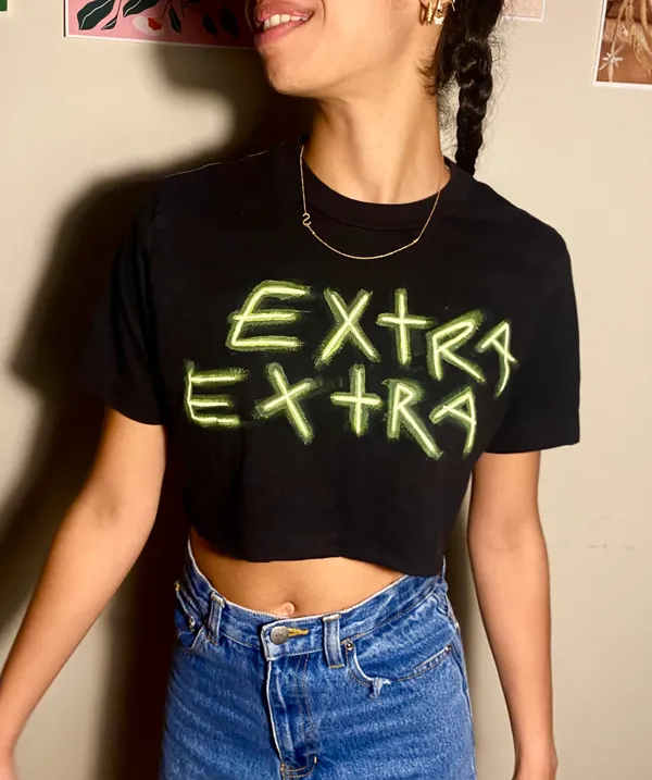 "Extra!" Cropped Tee, Fall 2023